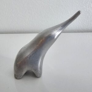 Vintage MCM Hoselton Canada Aluminum Baby Elephant Figurine Paperweight Signed